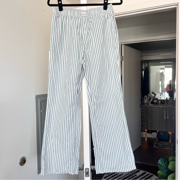 Happily Grey Pants - Dreamers Green and White Striped Pants